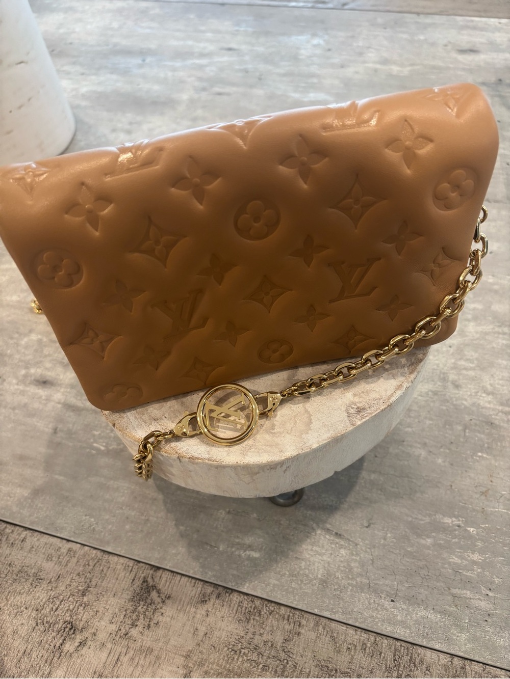 Louis Vuitton Brown Leather Chain Crossbody Bag